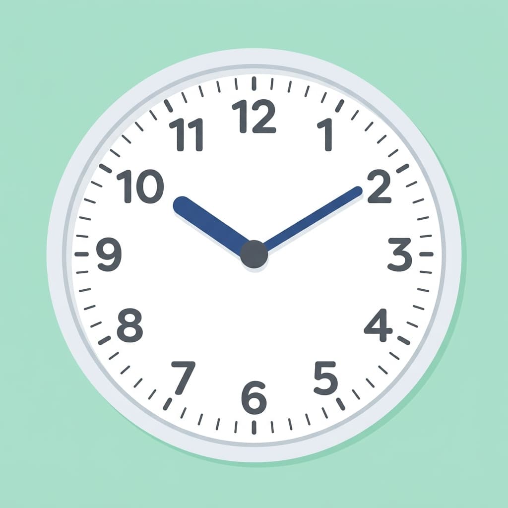 A clean, educational vector illustration showing the short hour hand and long minute hand